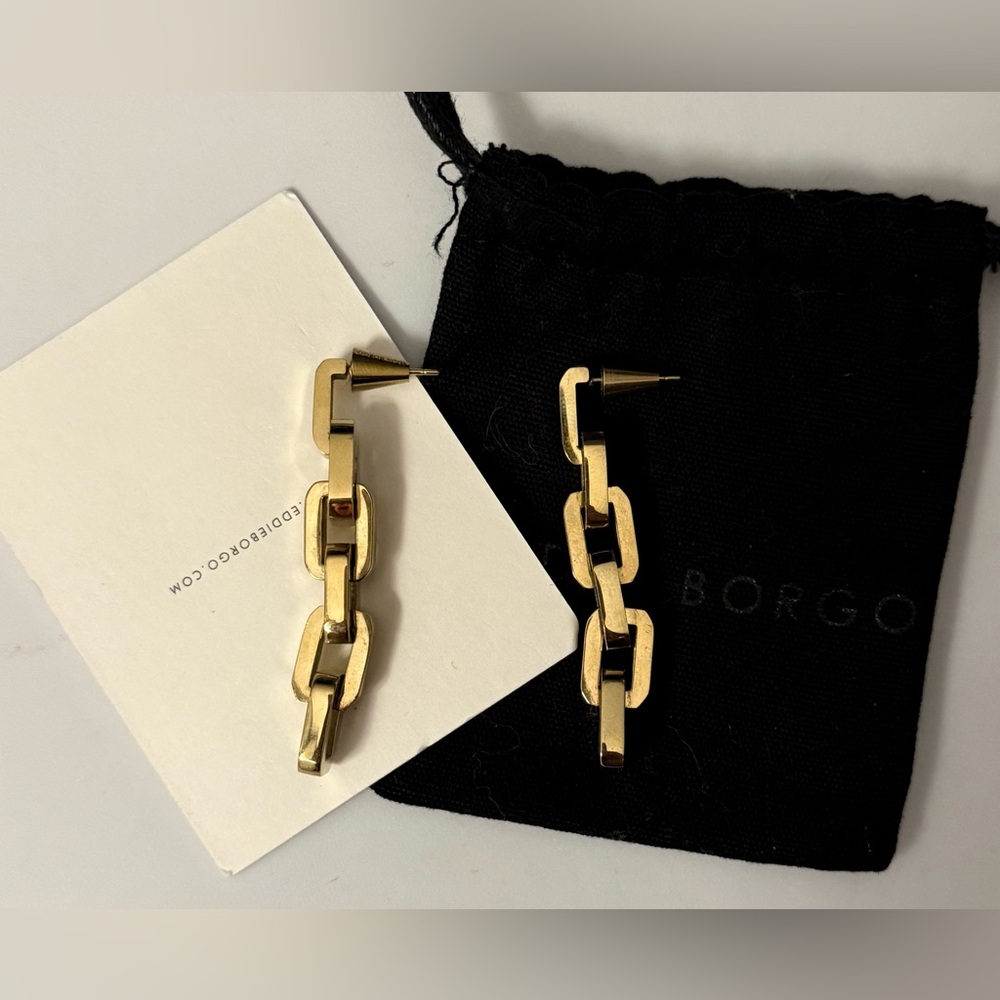 Eddie Borgo Supra Chain Link Earrings 12k Gold Plated NWT